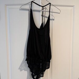 Free People Black bodysuit with Lace Detail